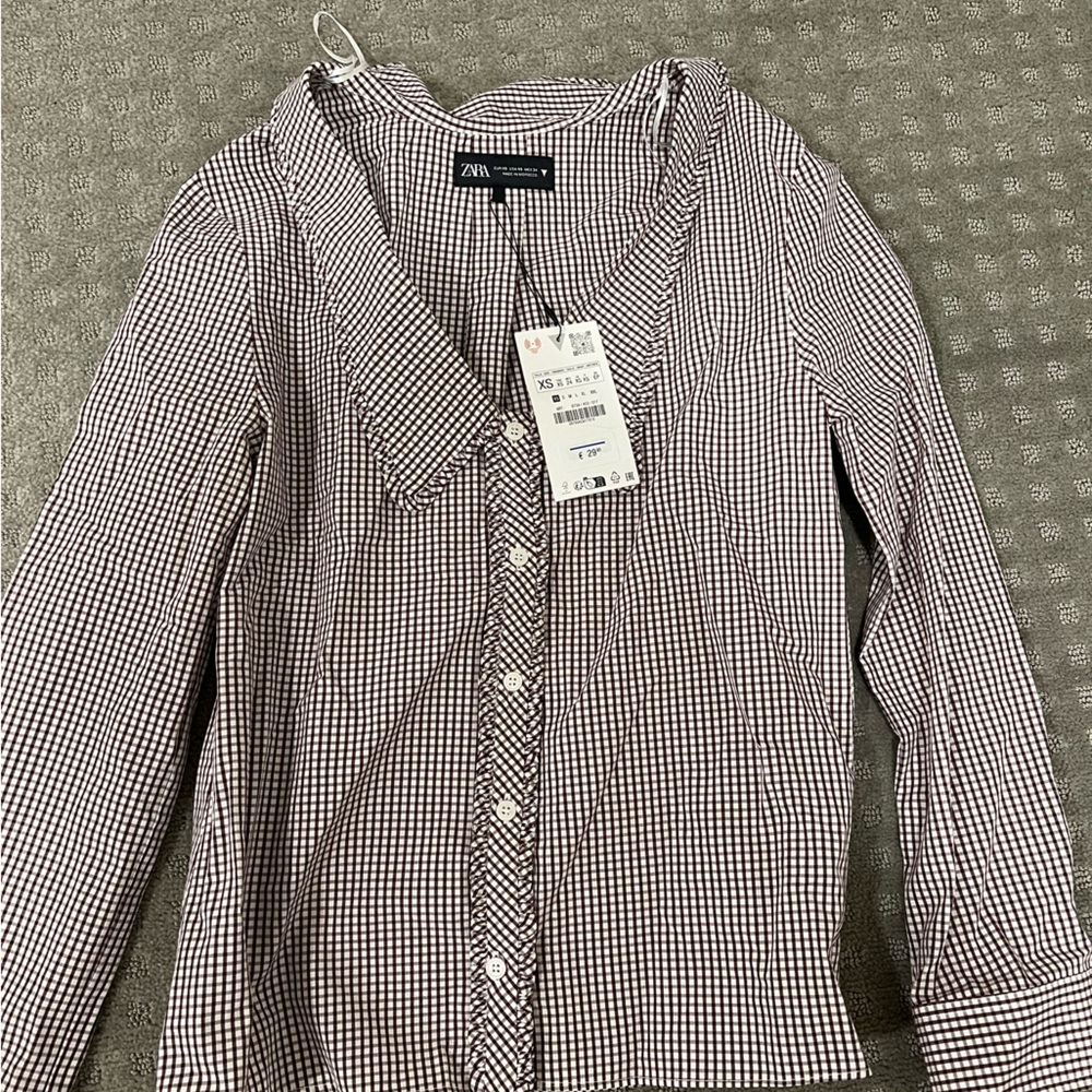 NWT Zara Plaid Peter pan Collar Top